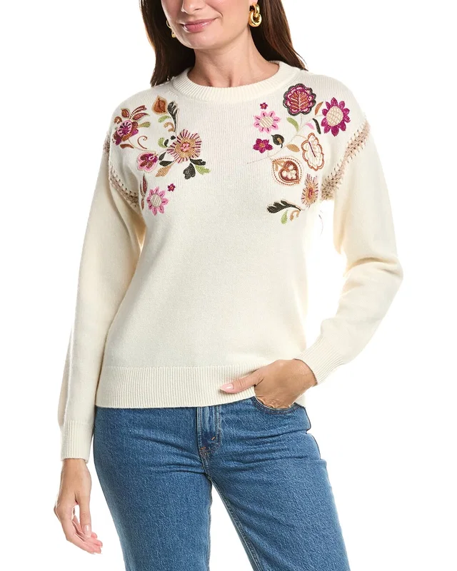 Johnny Was The Crewneck Whipstitch Wool & Cashmere-Blend Pullover, image 1 of 1 from Rue La La