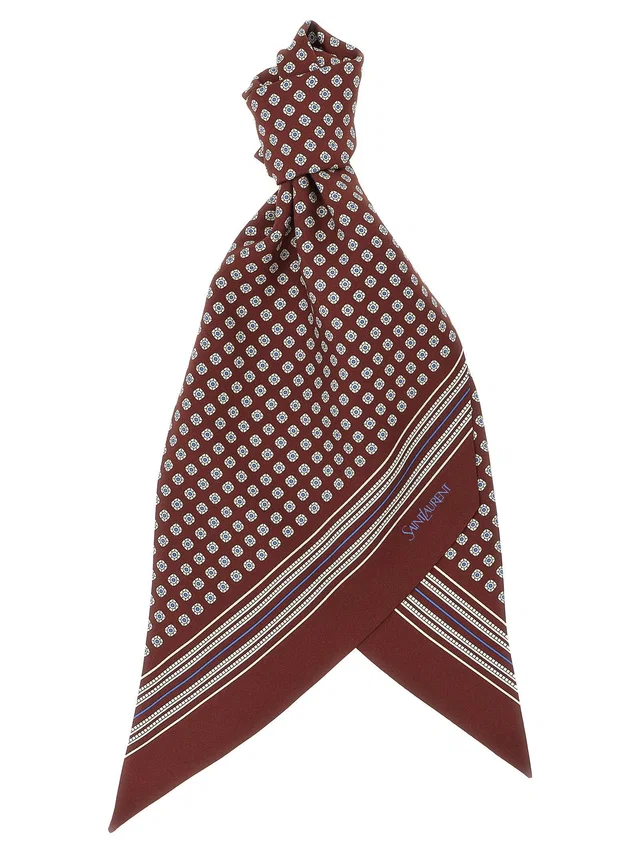 Saint Laurent Scarf — Burgundy Silk Twill Scarfs in Burgundy Silk from HEWI