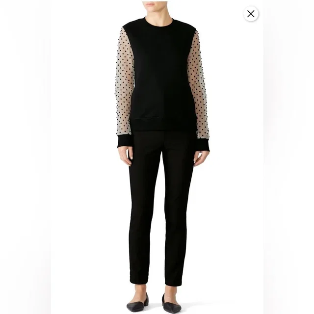 REDValentino Valentino Black Mesh Sleeve Crewneck Pullover Polka Dot Sleeves Medium Luxury in black Wool from Poshmark