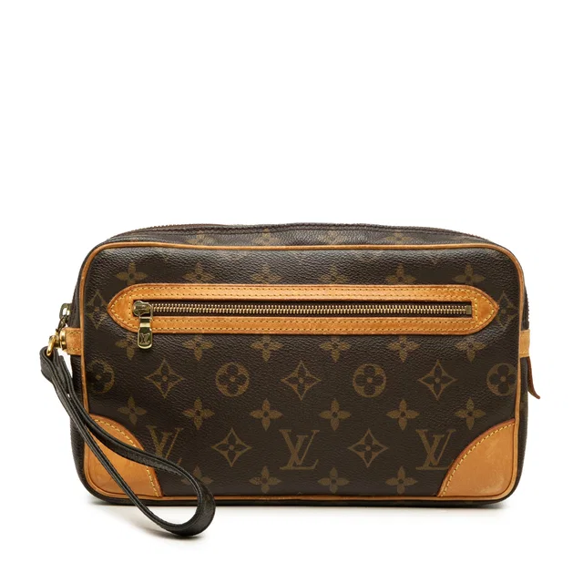 Brown Louis Vuitton Monogram Marly Dragonne GM Clutch Bag in Brown Coated canvas from Designer Revival