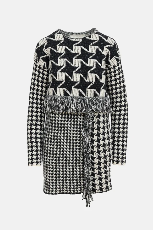 Stella McCartney Houndstooth Fringe Sweater Dress in Wool from VSP Consignment