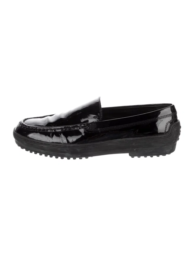 Tod's Patent Leather Loafers in black Patent leather from The RealReal