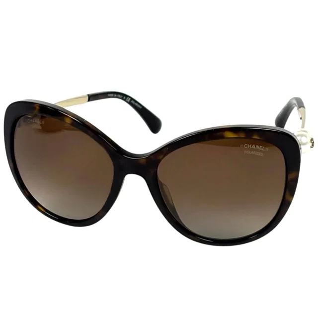 Chanel Sunglasses CC Logo Acetate Faux Pearl Brown Eyewear in Brown from The Reluxe