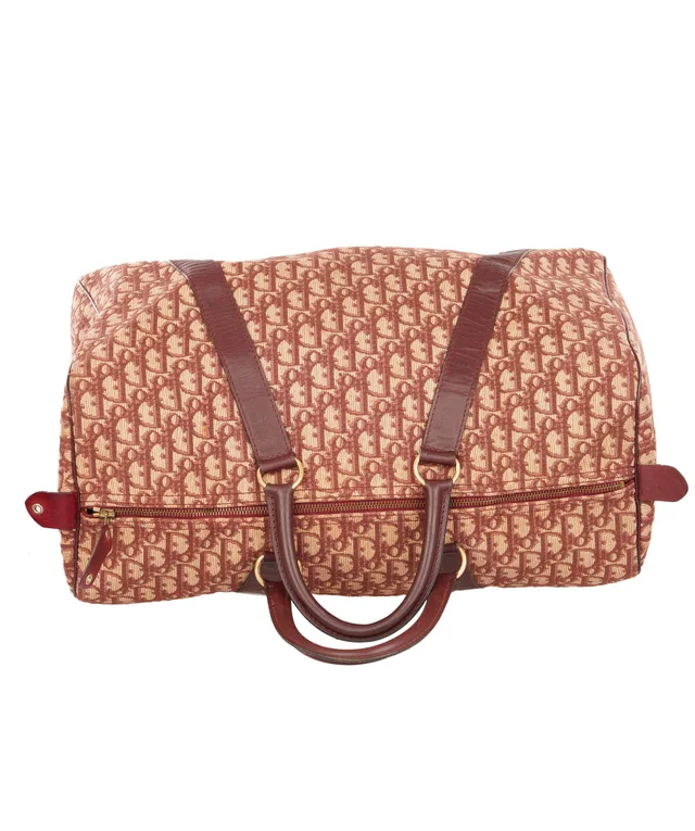 Dior Burgundy and Beige Trotter Monogram Oblique Canvas Boston Bag in Beige Canvas from Luxury Promise, photo 5 of 11