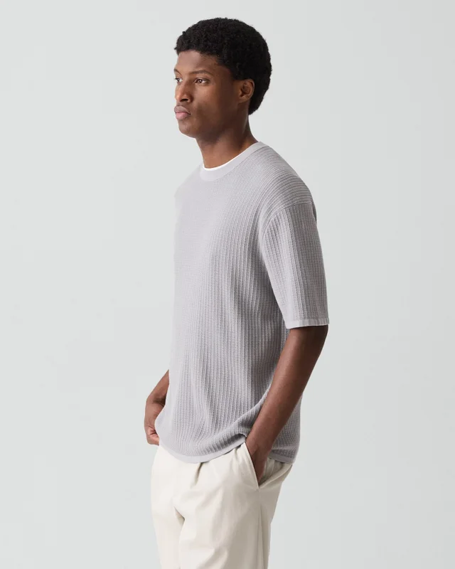 Theory Mesh Tee in Cotton in NEW DARK VAPOR 100% Cotton; Exclusive Of Elastic, photo 2 of 12 from Theory