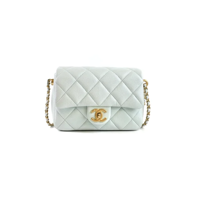 Chanel Caviar My Perfect Mini Iridescent Blue in Blue Caviar leather from The Purse Affair