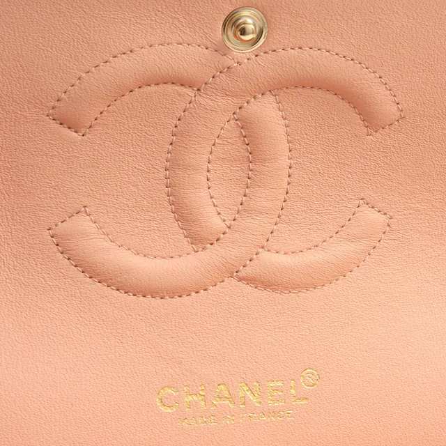 Chanel Circa 2000 Classic Flap Chain Bag 25cm Yellow/Pink in Pink Lambskin from VINTAGE QOO TOKYO, photo 2 of 2