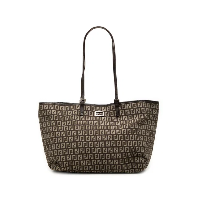 Brown Fendi Zucchino Canvas Tote in Brown Canvas from Designer Revival