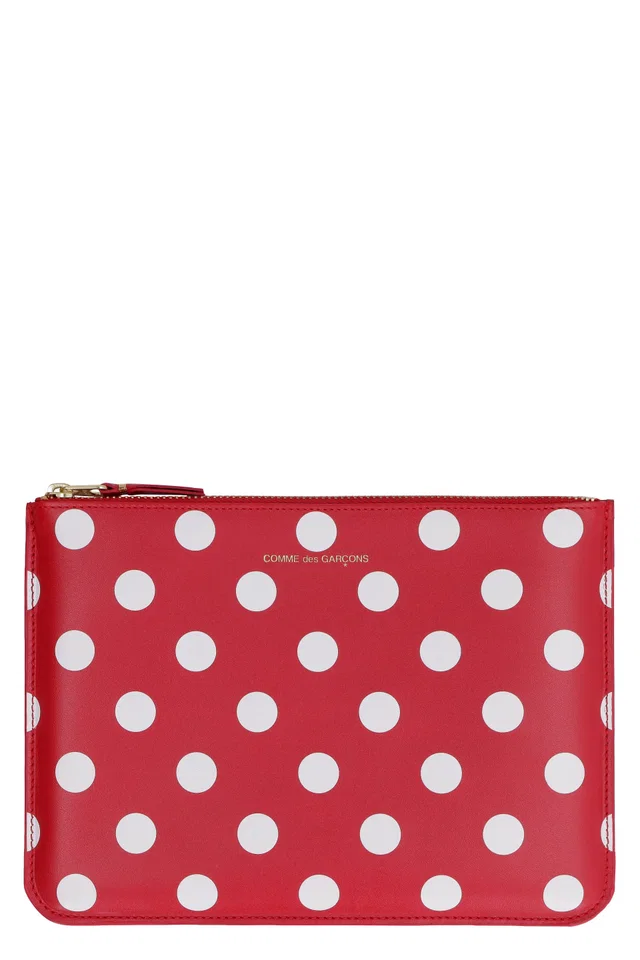 Comme des Garçons Polka-Dot Leather Clutch — Red Cow Hide in Red Leather from HEWI