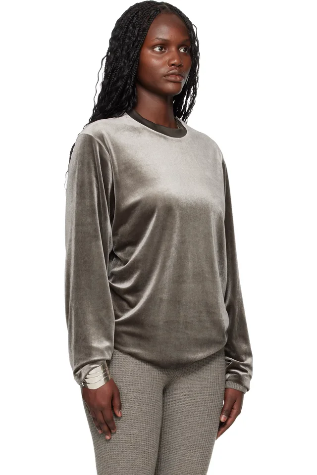 Fear of God ESSENTIALS Brown Holiday Velour Classic Long Sleeve T-shirt, photo 2 of 4 from SSENSE