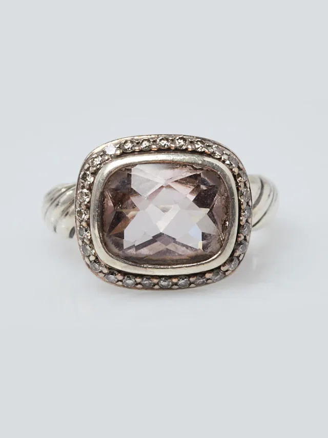 David Yurman Morganite and Diamond Noblesse Cable Ring Size 4 from Yoogis