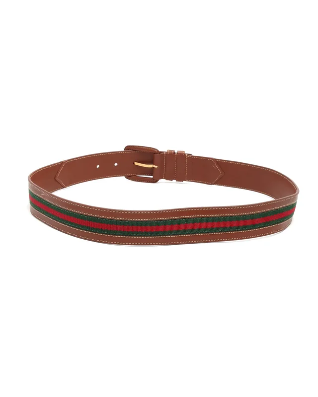 Gucci Web Leather Belt, Size 80 in Leather from A Retro Tale, photo 2 of 2