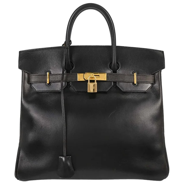 Hermès Black Box Calf HAC Haut a Courroies 32 Handbag in Black Box leather from AMORE Vintage Tokyo