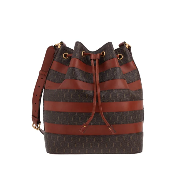 Saint Laurent handbag in brown logo-printed canvas and brown leather in Brown Canvas from Collector Square, photo 2 of 3