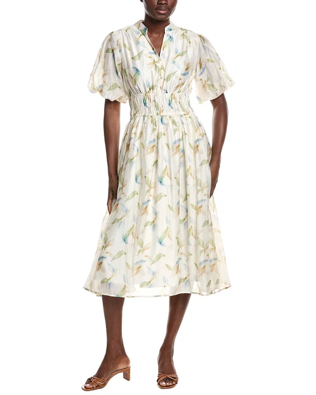 Gracia Puff Sleeve Elastic Waist Midi Dress, image 1 of 1 from Rue La La