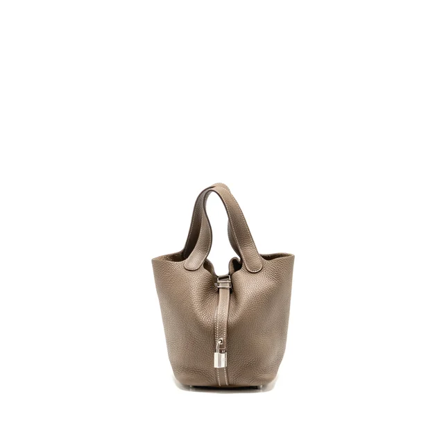 Hermès picotin 18 lock bag clemence etoupe SHW stamp Z in Taupe Clemence leather from EMIER
