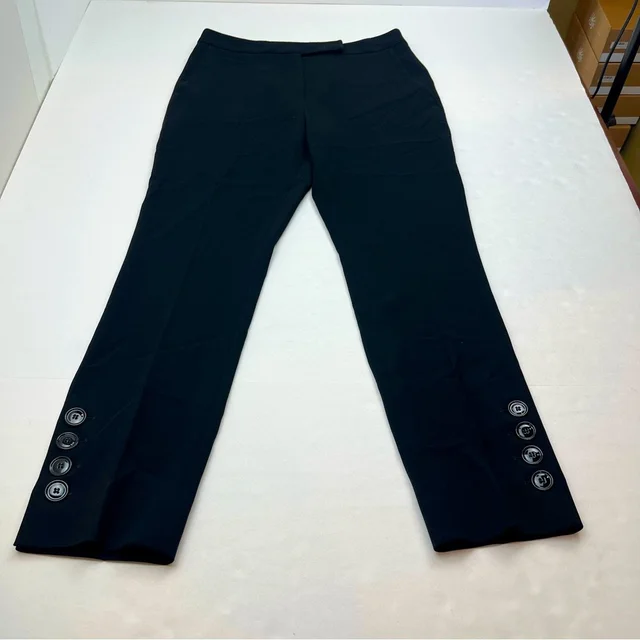 Max Mara Straight Leg Pants Women Size 8 Black Side Buttons Triacetate Polyester in black from Poshmark