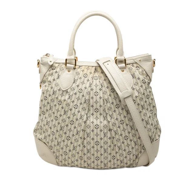 Beige Louis Vuitton Monogram Mini Lin Croisette Marina PM Satchel in Beige Leather from Designer Revival