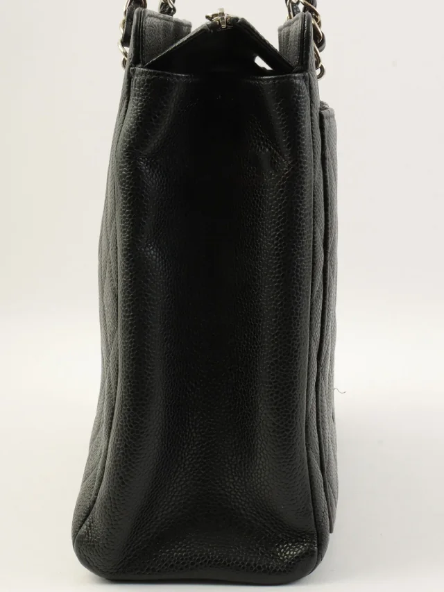 Chanel Caviar skin CC mark stitch tote bag, black, made around 2000 in Black Caviar leather from VINTAGE QOO TOKYO, photo 3 of 12
