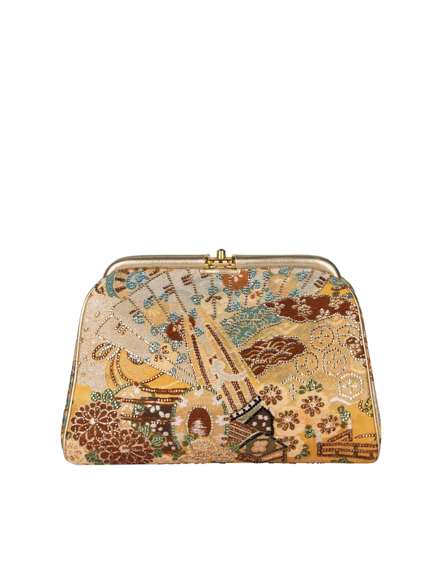 Judith Leiber Vintage Crystal Embellished Brocade Asian Inspired Convertible Clutch Bag from Amarcord Vintage Fashion