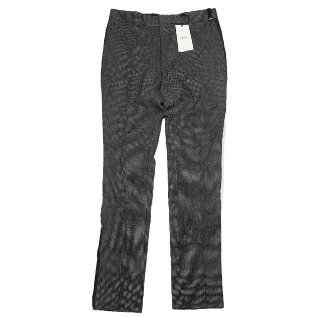 Fendi Pants Trousers Side Line No Tuck Wool 50 Black in Black Wool from The Reluxe