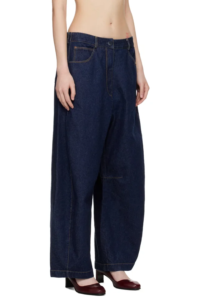 Cordera Blue Curved Baggy Jeans, photo 2 of 4 from SSENSE