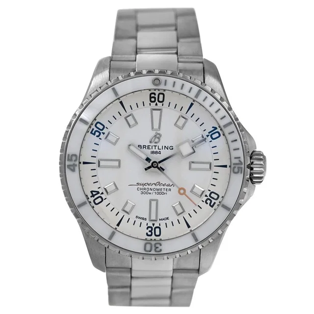 Breitling Superocean Automatic White Dial Ladies Watch A17377211A1A1 in silver|gray|white from Jomashop.com