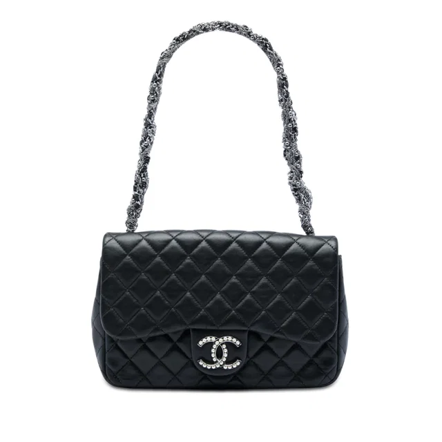 Black Chanel Medium Quilted Lambskin Westminster Pearl Flap Shoulder Bag in Black Lambskin from Designer Revival
