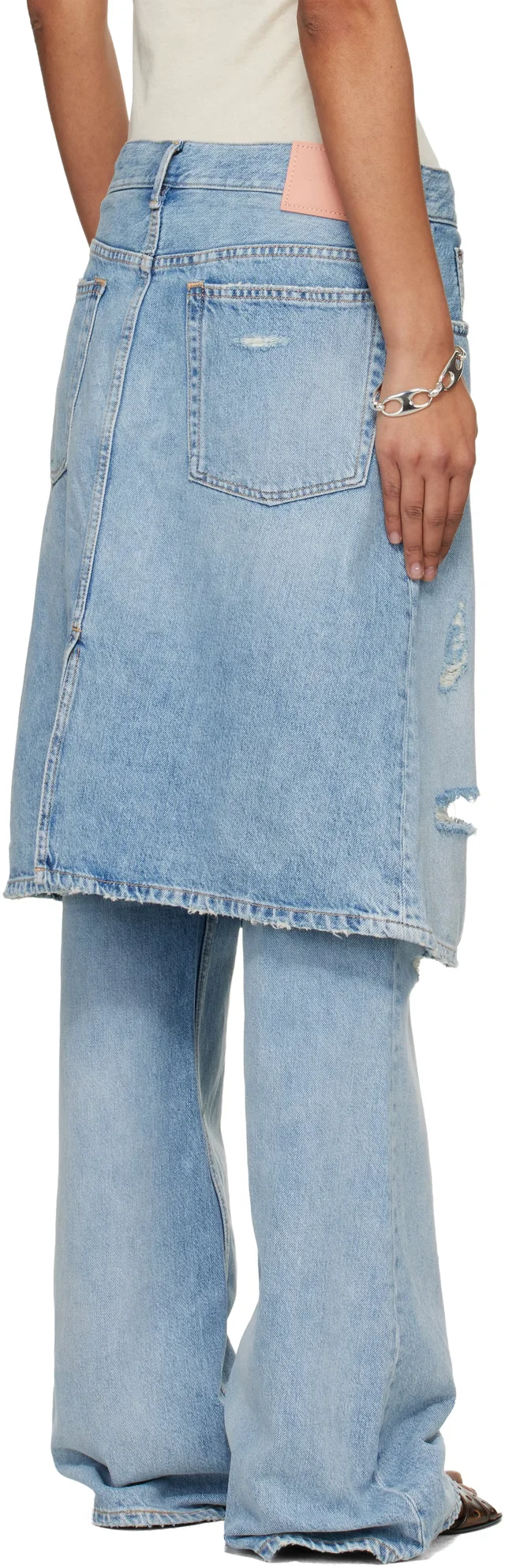 Acne Studios Blue Layered Denim Jeans, photo 3 of 4 from SSENSE