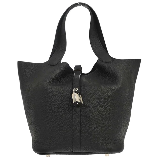 Hermès Black Taurillon Clemence Picotin Lock 22 MM Handbag in Black Clemence leather from AMORE Vintage Tokyo