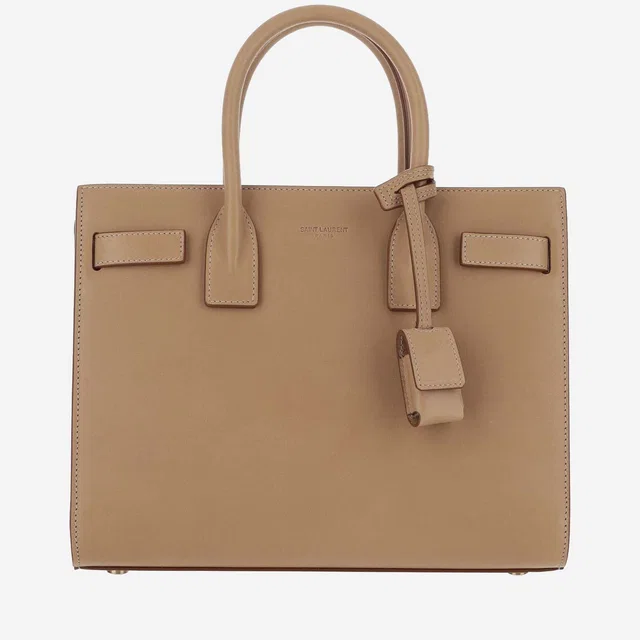 Saint Laurent Calfskin Leather Top Handle Bag — Brown in Brown Calfskin from HEWI
