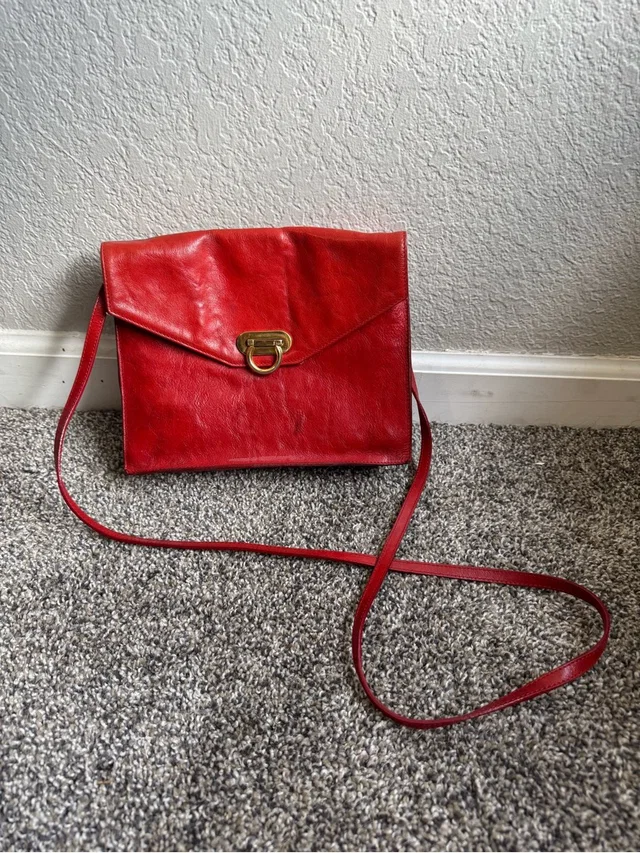 Furla Vintage Red Leather Envelope Crossbody Purse in red Leather from Poshmark
