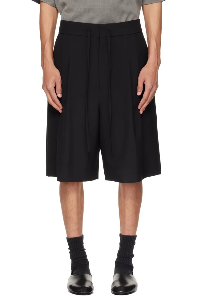 Fear of God Black Wool Ripstop Baggy Shorts, image 1 of 1 from SSENSE