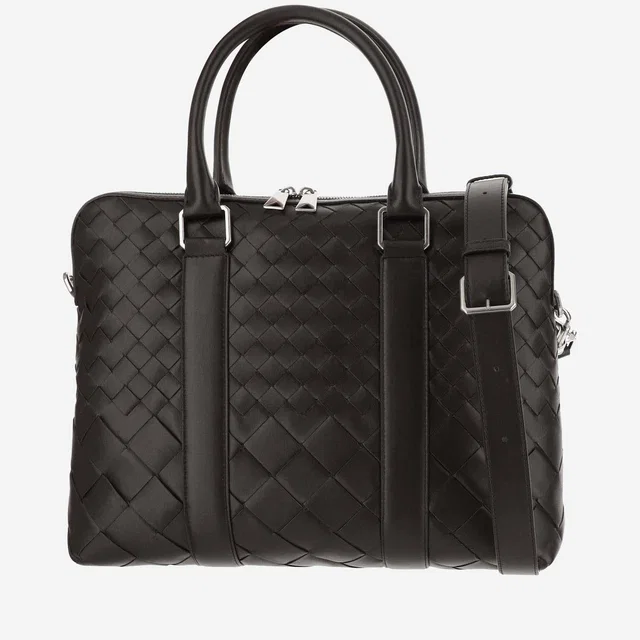 Bottega Veneta Top Handle Bag — Silver Calfskin in Silver Calfskin from HEWI