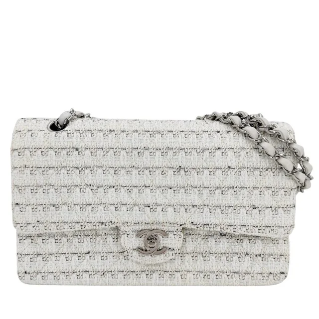 Chanel Shoulder Bag Quilted 25 CC Logo Bag Crossbody Double Flap Chain Tweed in Tweed from The Reluxe