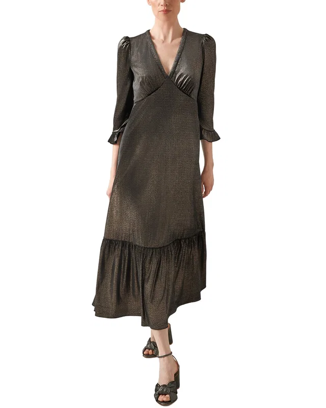 LK Bennett Deborah Peplum Dress in https://asset2.ruecdn.com/images/sw/141549/1415495274_RLSW_gold.jpg, image 1 of 1 from Gilt