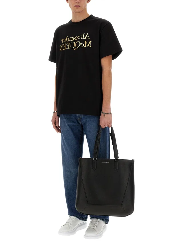 Alexander McQueen The Edge Tote Bag — Black Leather in Black Leather from HEWI