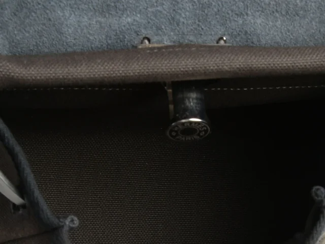Hermès Mini Dark Bronze Military Toile and Noir Vache Hunter Herbag Zip in Black Canvas from Ann's Fabulous Finds, photo 9 of 10
