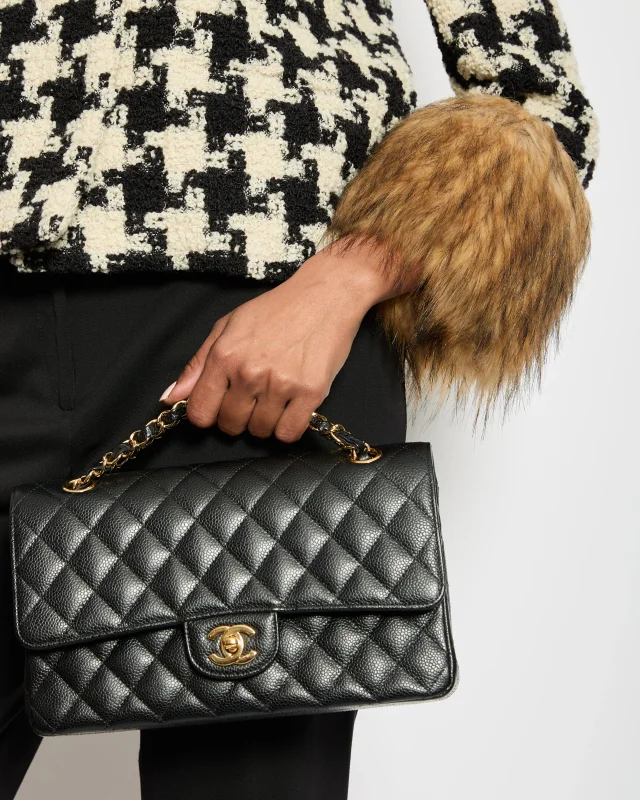 CURRENT SEASON* Valentino Black & White Houndstooth Pied-De-Poule Tweed Jacket with Faux Fur… in Black Tweed from Sellier, photo 3 of 5