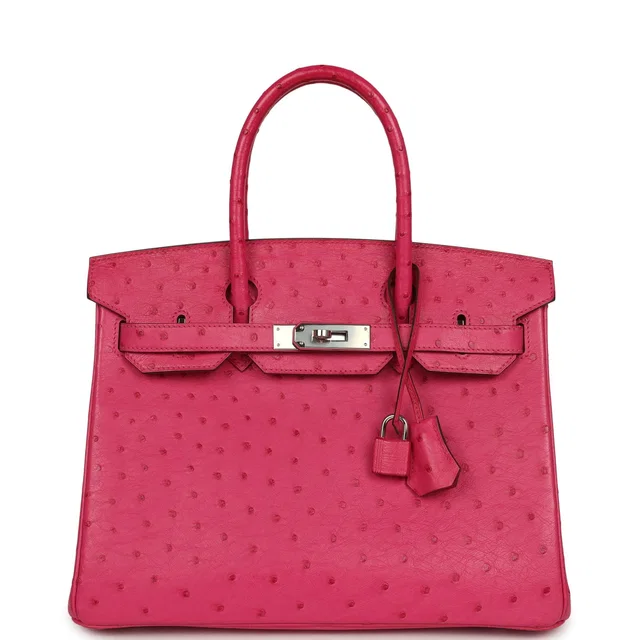 Hermès Birkin 30 Rose Tyrien Ostrich Palladium Hardware in Pink Ostrich from Madison Avenue Couture