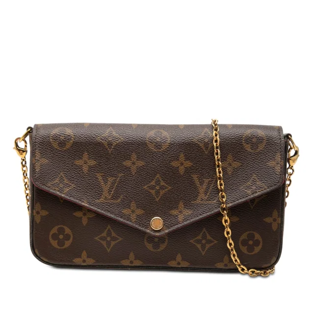 Brown Louis Vuitton Monogram Pochette Felicie Crossbody Bag in Brown Coated canvas from Designer Revival