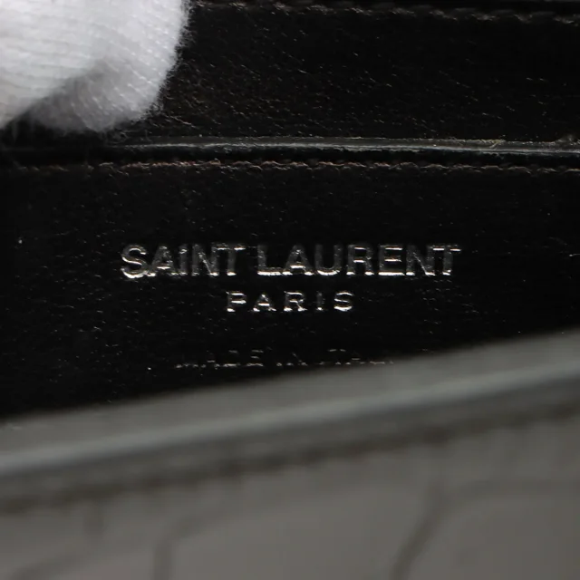 Saint Laurent Croco Embossed Kate Tassel Small Chain Shoulder Bag Black in Black Leather from VINTAGE QOO TOKYO, photo 6 of 14