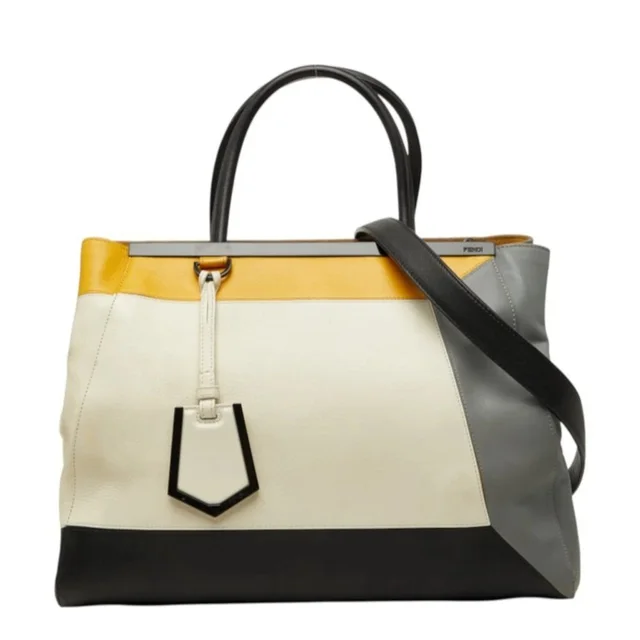 Fendi Toujours Handbag 2-Way Shoulder Bag 8bh250-J92 Yellow White Gray Black Leather Women's in black Leather from Grailed