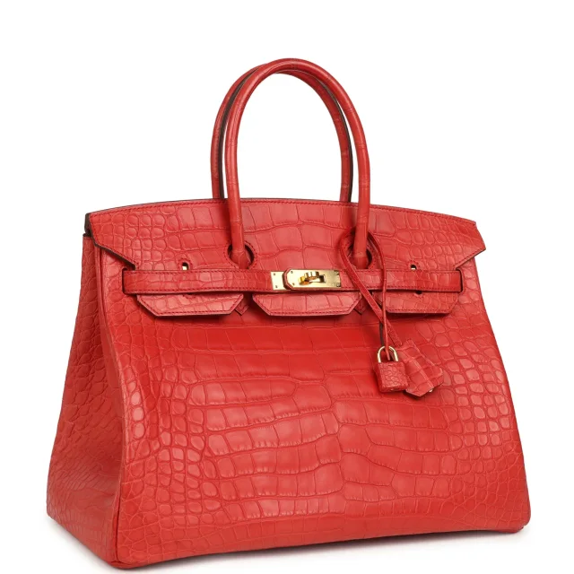 Hermès Birkin 35 Geranium Matte Alligator Gold Hardware in Crocodile from Madison Avenue Couture, photo 2 of 9