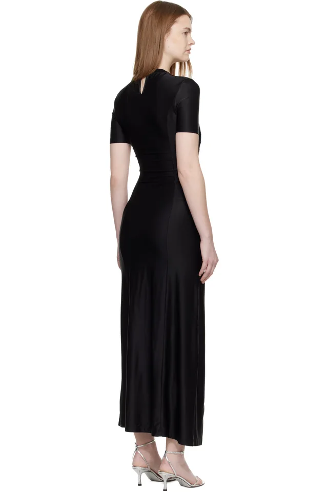 Rabanne Black Draped Midi Dress, photo 3 of 4 from SSENSE