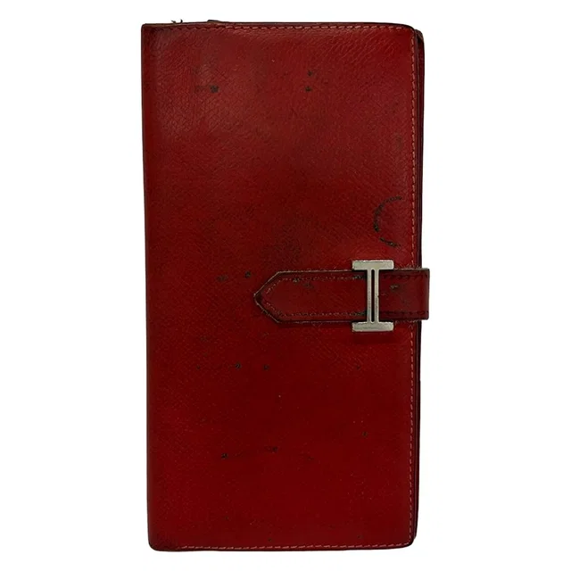 Hermès Wallet Bearn Vermilion Silver in Silver Epsom leather from The Reluxe