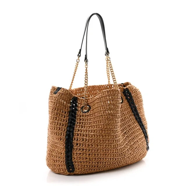 Gucci Effect Large GG Marmont Shoulder Tote Bag Natural Black in Black Raffia from FASHIONPHILE, photo 3 of 10