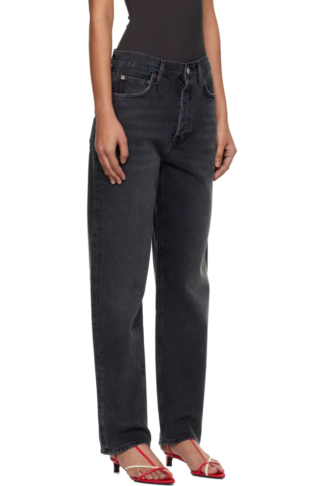 AGOLDE Black 90's Pinch Waist High Rise Straight Jeans, photo 2 of 4 from SSENSE
