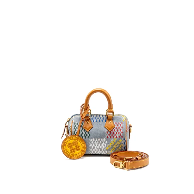 Speedy 18 Bandouliere LV Vers Damier Denim/Leather Multicolour GHW from EMIER