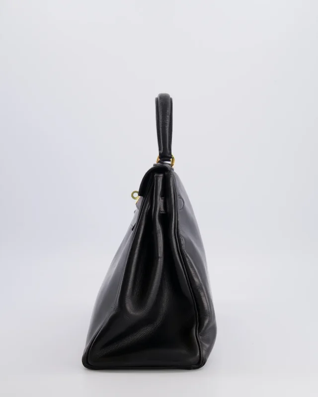 Hermès Vintage Kelly 32 Retourne Bag in Black Box leather from Sellier, photo 8 of 22